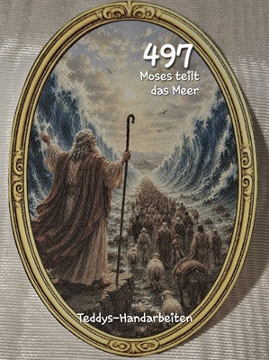 Heiligenbild  HB-CH-D497 Moses teilt das Meer   (ohne Stickrand)  60x85mm