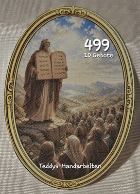 Heiligenbild  HB-CH-D499 10 Gebote Gottes  (ohne Stickrand)  60x85mm