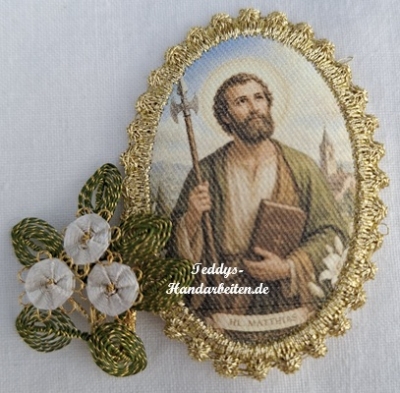 Heiligenbild  HB-CH-F257  Hl. Matthias  mit Goldrand  75x105mm