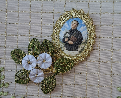 Heiligenbild  HB-CH-E301  Hl. Aloisius  mit Goldrand  22x30mm