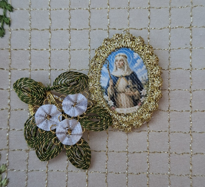 Heiligenbild  HB-CH-E303  Hl. Jutta  mit Goldrand  22x30mm