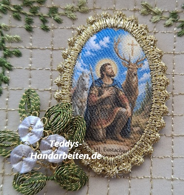 Heiligenbild  HB-CH-E319  Hl. Eustachius  mit Goldrand  22x30mm