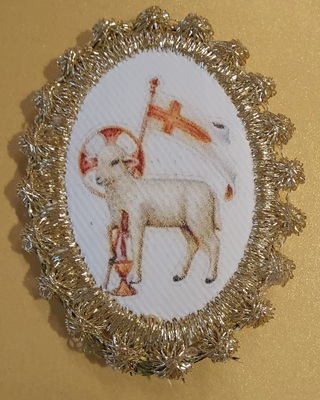 Heiligenbild mit Stickspitze HB-50C  32x40mm