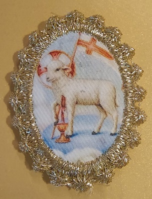 Heiligenbild mit Stickspitze HB-51C  32x40mm