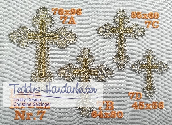 Goldstickerei Kreuz lace Nr.7 auf 25x25cm Stoff