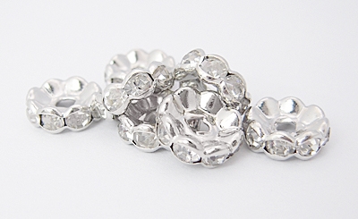 E204 Rhinestone Beads PH-RS02, silber/crystall, 8mm/loch1,5mm,  10St.
