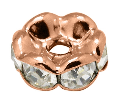 E219 Rhinestone Beads PH-RS06, rose gold/Cry, 5x2,5mm/loch1mm,NF,  10St.