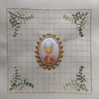 R27c Stoff mit Umrandung/Kelch - passend für 10x10cm Rahmengröße