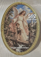 Heiligenbild  HB-CH-D502 Schutzengel Junge   (ohne Stickrand)  60x85mm