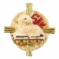 ST2 Medaillion 0366  Schaf auf Kreuz, 5,5×5,5cm
