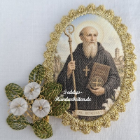 Heiligenbild  HB-CH-F258  Hl. Benedikt  mit Goldrand  75x105mm