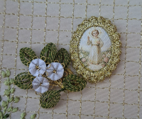 Heiligenbild  HB-CH-E305  Jesulein  mit Goldrand  22x30mm