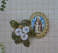 Heiligenbild  HB-CH-E310  Hl. Barbara  mit Goldrand  22x30mm