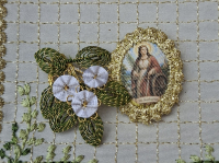 Heiligenbild  HB-CH-E316  Hl. Katharina  mit Goldrand  22x30mm