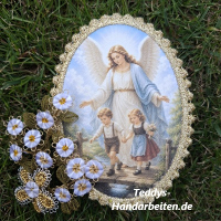 Heiligenbild  HB-CH-D211  Schutzengel mit Goldrand 65x85mm