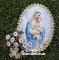 Heiligenbild  HB-CH-D229   Madonna mit Kind mit Goldrand 65x85mm