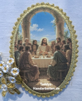 Heiligenbild  HB-CH-F347  Letzte Abendmahl   mit Goldrand 75x105mm - Kopie
